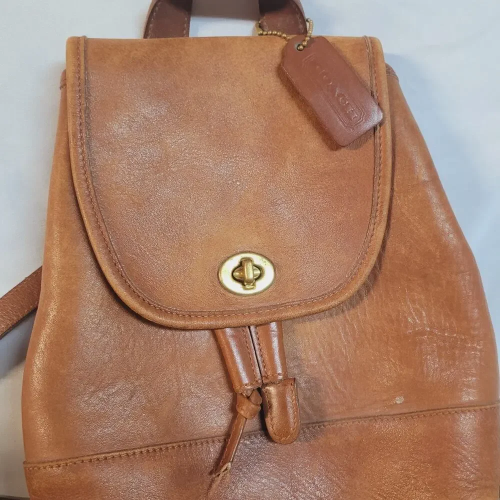90's Old Coach Backpack Shoulder Bag 9960 Leather Brown 25x20x11cm pre-owned